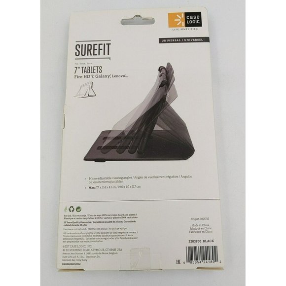 Case Logic Surefit Folio Case for Galaxy/Nexus & Kindle Tablet -Black 7” Tablet - Picture 2 of 2